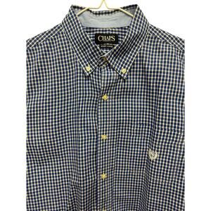 Chaps Ralph Lauren Mens Shirt Size L Blue Check Short Sleeve Button Down Pocket